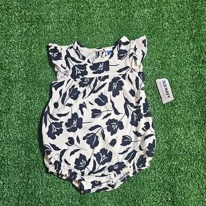 Old Navy Black and White Floral Baby Girl One Piece
